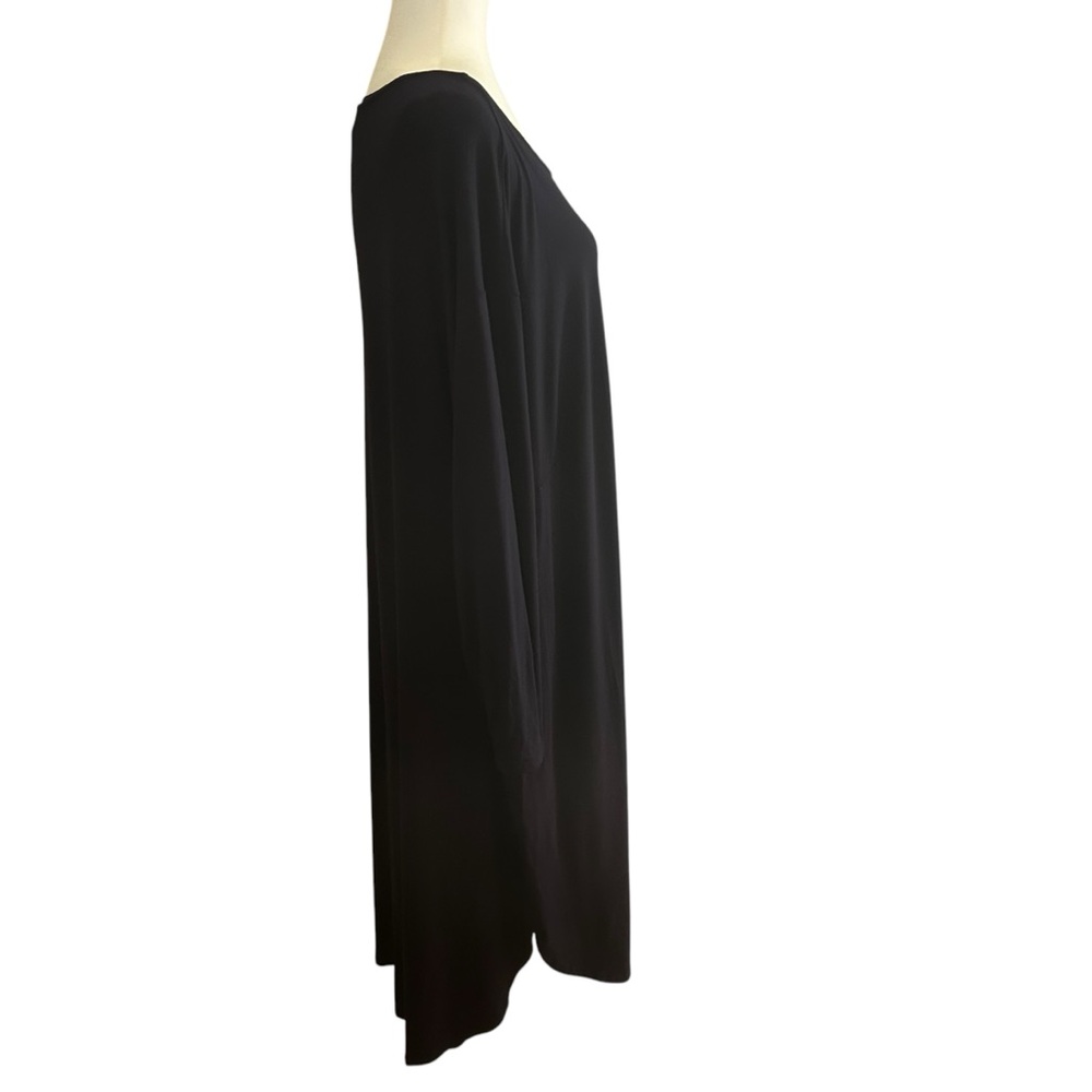 Eileen Fisher Woman sz 2X Jewel Neck jersey dress blue comfy stretch casual soft - Picture 7 of 14